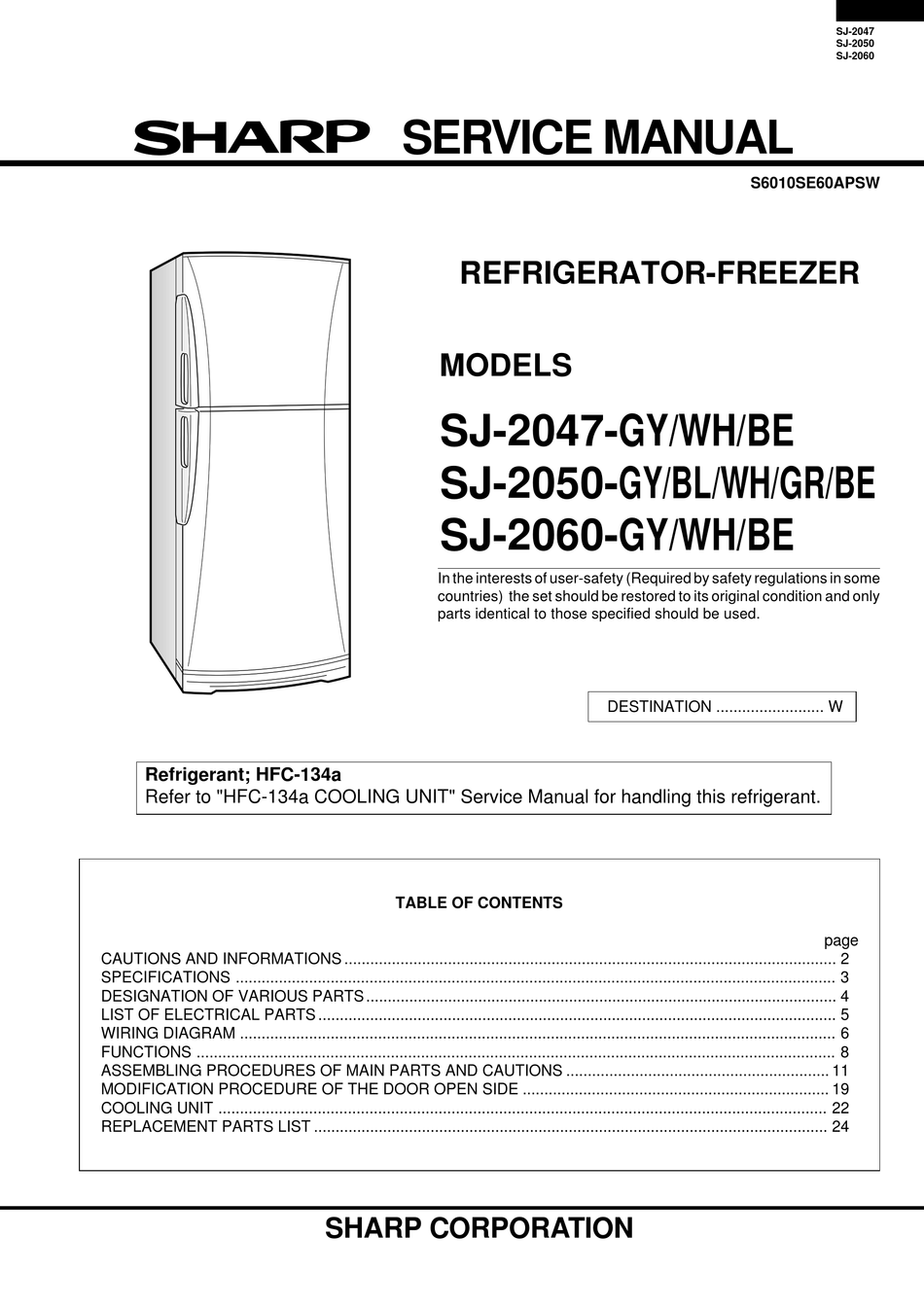 SHARP SJ-2047-GY SERVICE MANUAL Pdf Download | ManualsLib