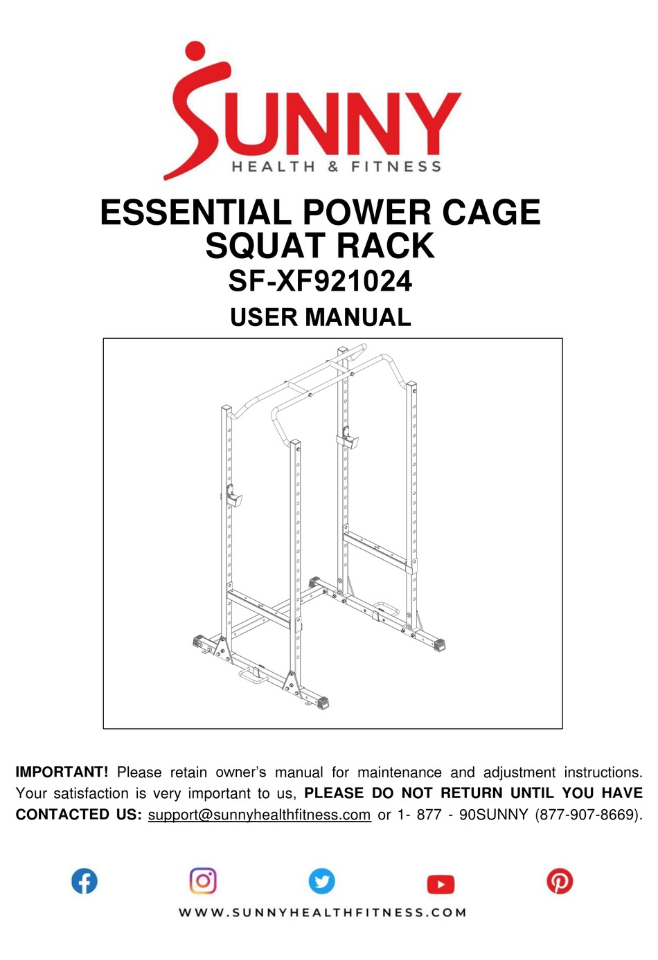 SUNNY HEALTH &amp; FITNESS SF-XF921024 USER MANUAL Pdf Download | ManualsLib