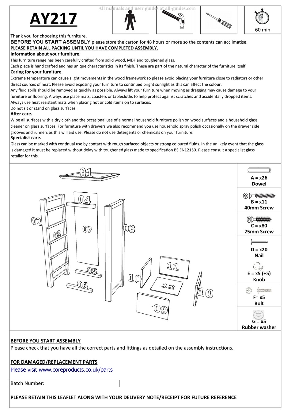 CORE PRODUCTS AY217 MANUAL Pdf Download ManualsLib