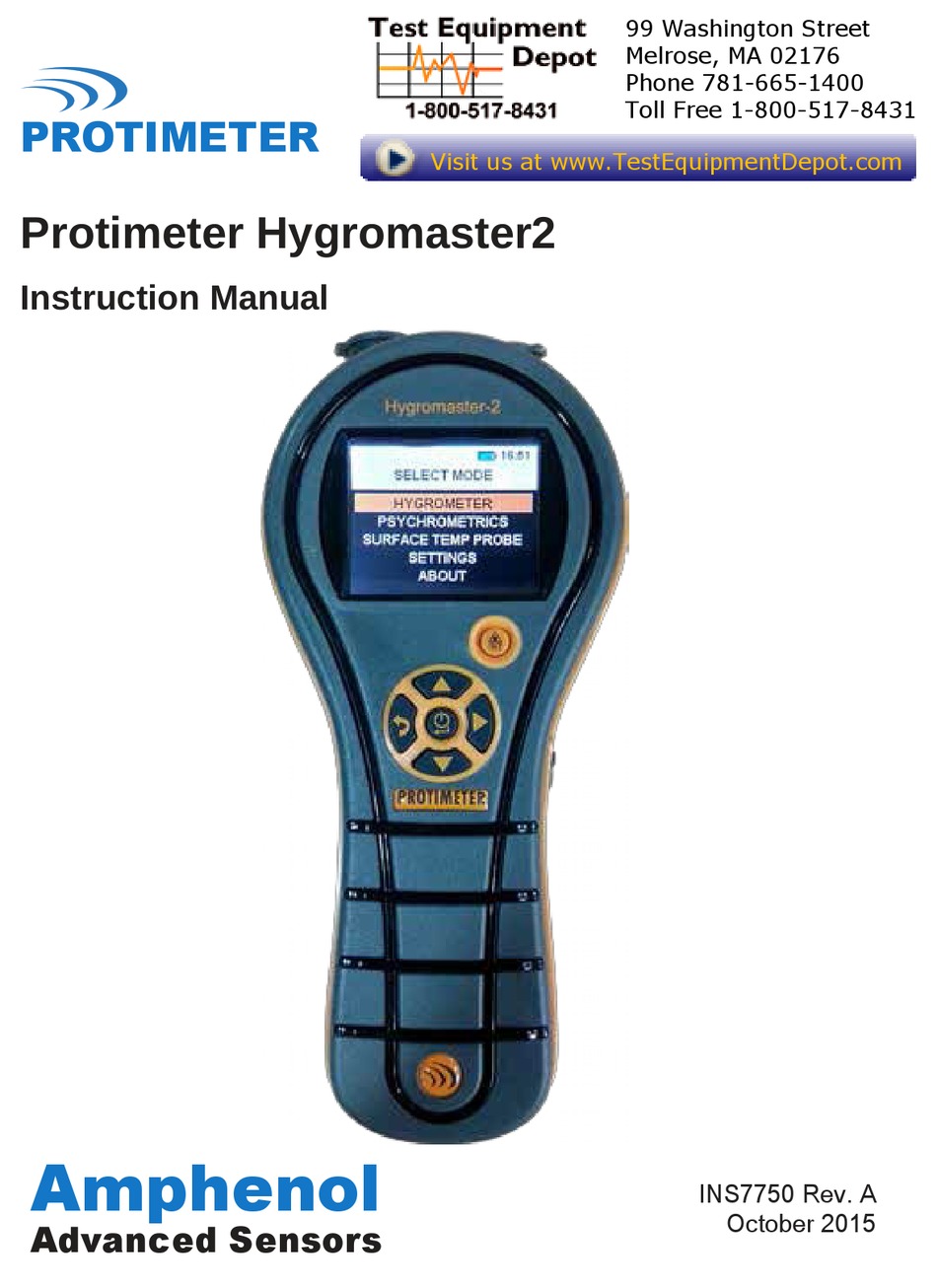 AMPHENOL PROTIMETER HYGROMASTER2 INSTRUCTION MANUAL Pdf Download