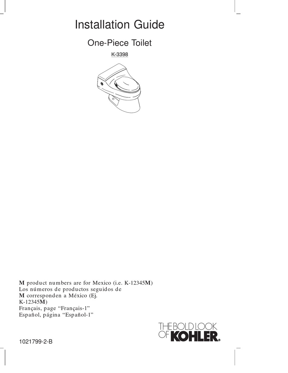 KOHLER K-3398 INSTALLATION MANUAL Pdf Download | ManualsLib