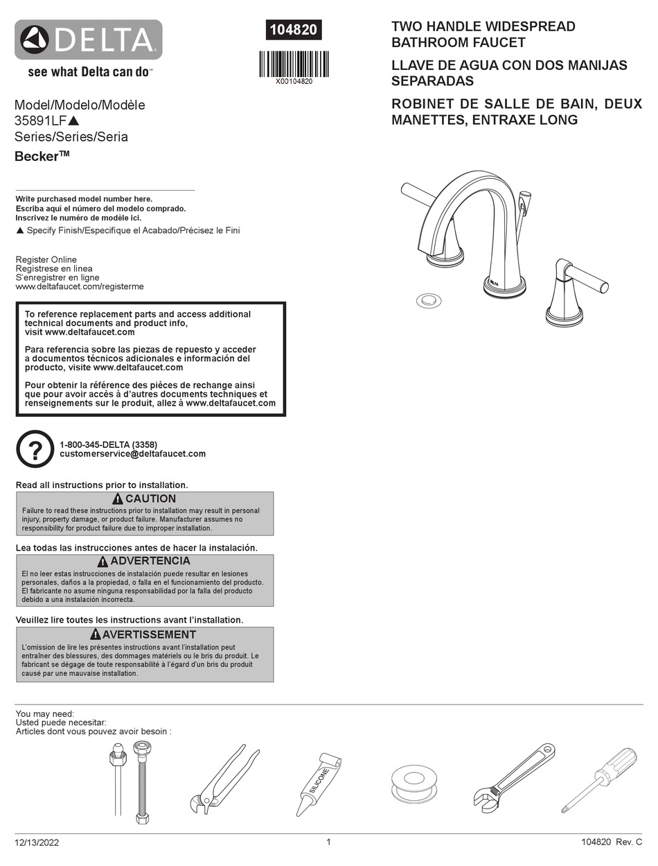 DELTA BECKER 35891LFR QUICK START MANUAL Pdf Download ManualsLib