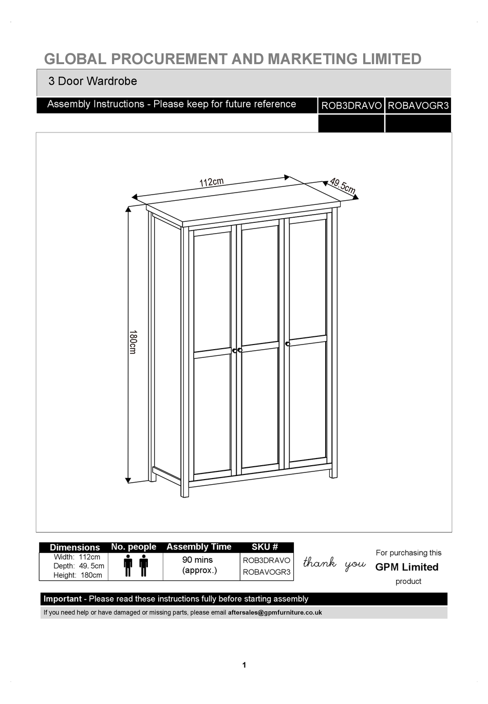 BIG FURNITURE WAREHOUSE ROBAVOGR3 ASSEMBLY INSTRUCTIONS MANUAL Pdf Download ManualsLib