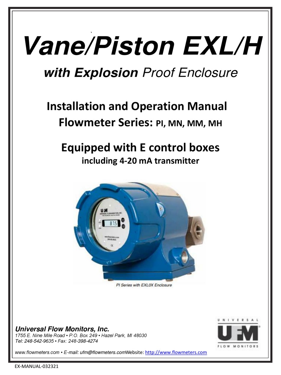 UNIVERSAL FLOW MONITORS PI SERIES INSTALLATION AND OPERATION MANUAL Pdf