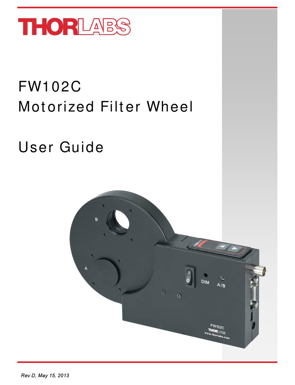 THORLABS FW102C USER MANUAL Pdf Download ManualsLib