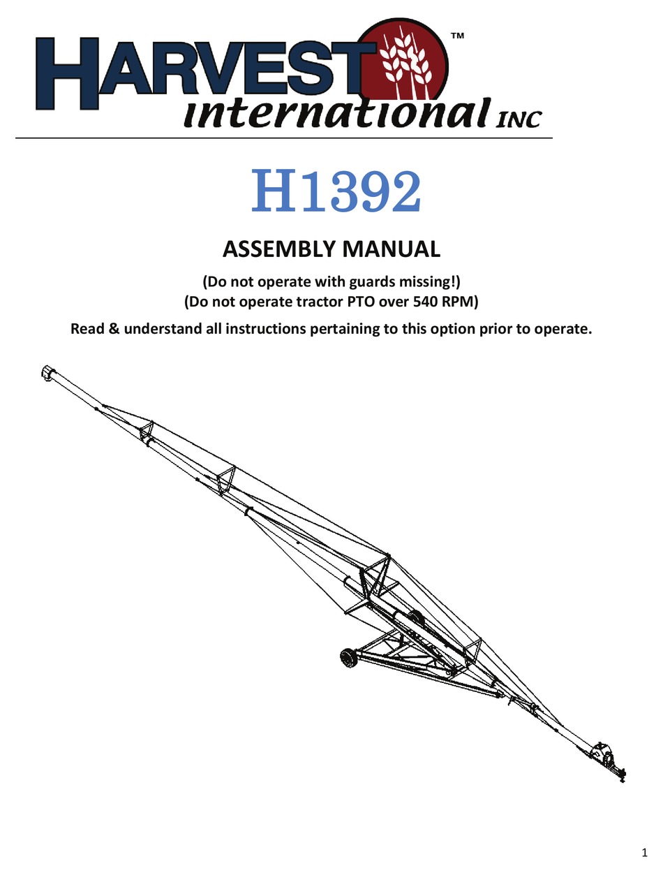 HARVEST H1392 ASSEMBLY MANUAL Pdf Download ManualsLib