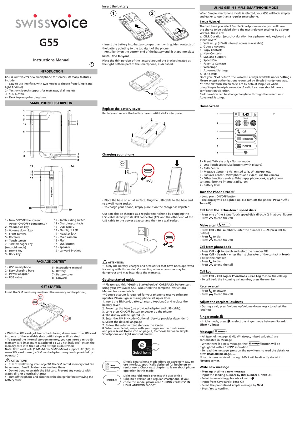 Swissvoice simplest smartphone seniors Instruction Manual