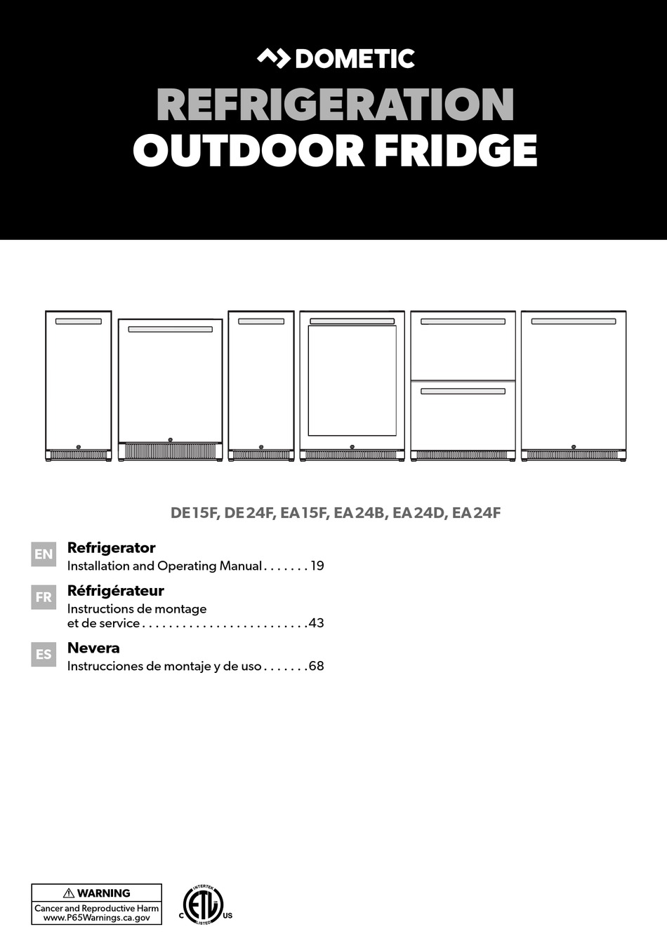 DOMETIC DE15F INSTALLATION AND OPERATING MANUAL Pdf Download | ManualsLib