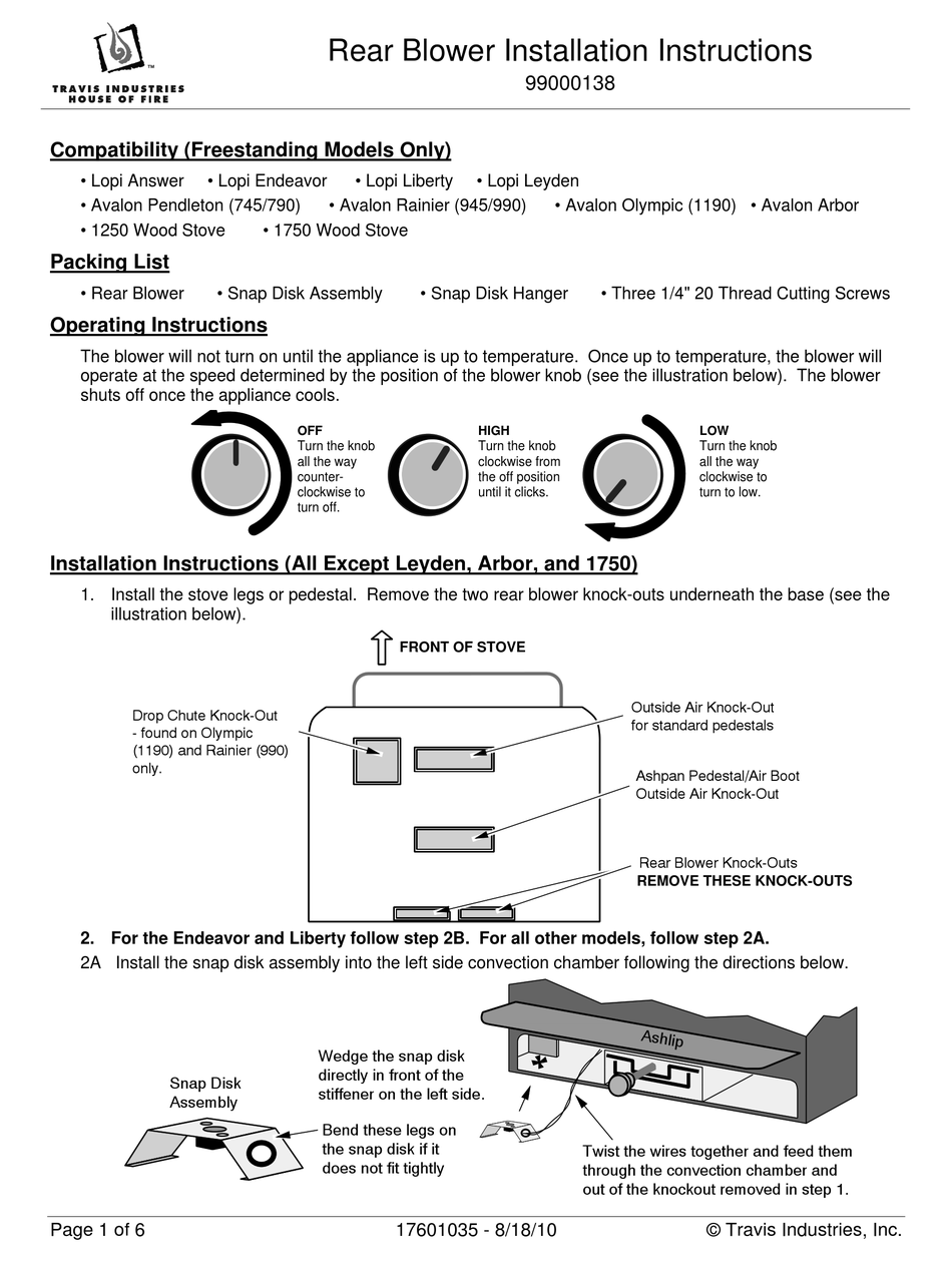 TRAVIS INDUSTRIES LOPI ANSWER INSTALLATION INSTRUCTIONS MANUAL Pdf