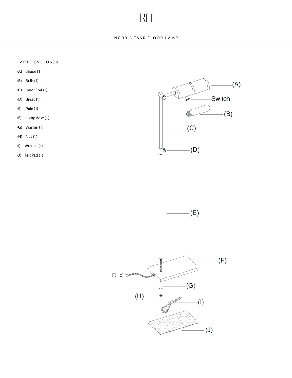 RH NORRIS TASK FLOOR LAMP MANUAL Pdf Download ManualsLib