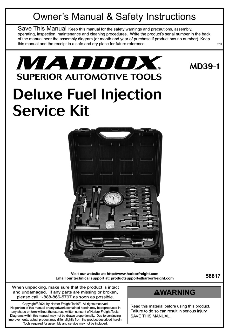 MADDOX MD391 OWNER'S MANUAL & SAFETY INSTRUCTIONS Pdf Download