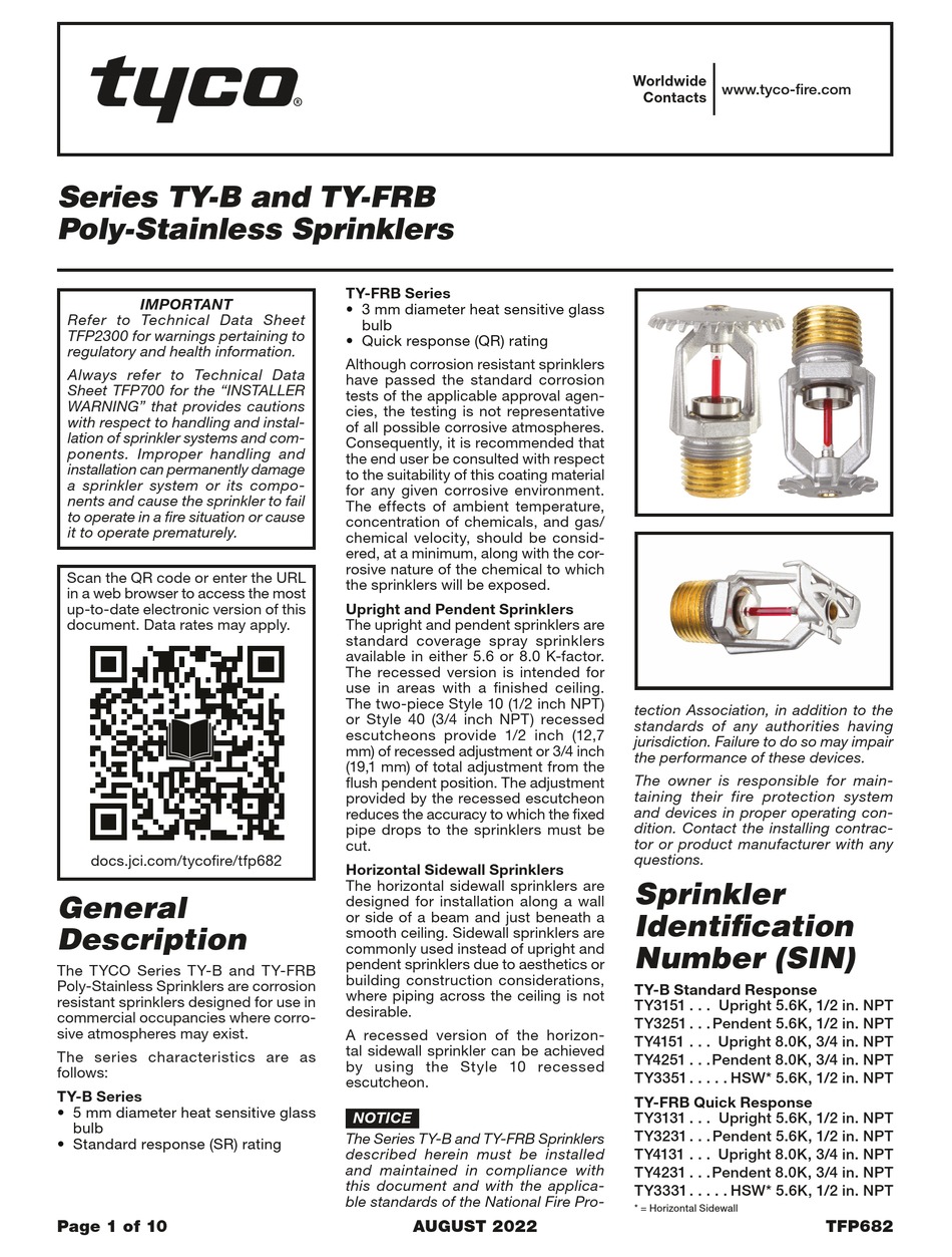 TYCO TY-B SERIES MANUAL Pdf Download | ManualsLib