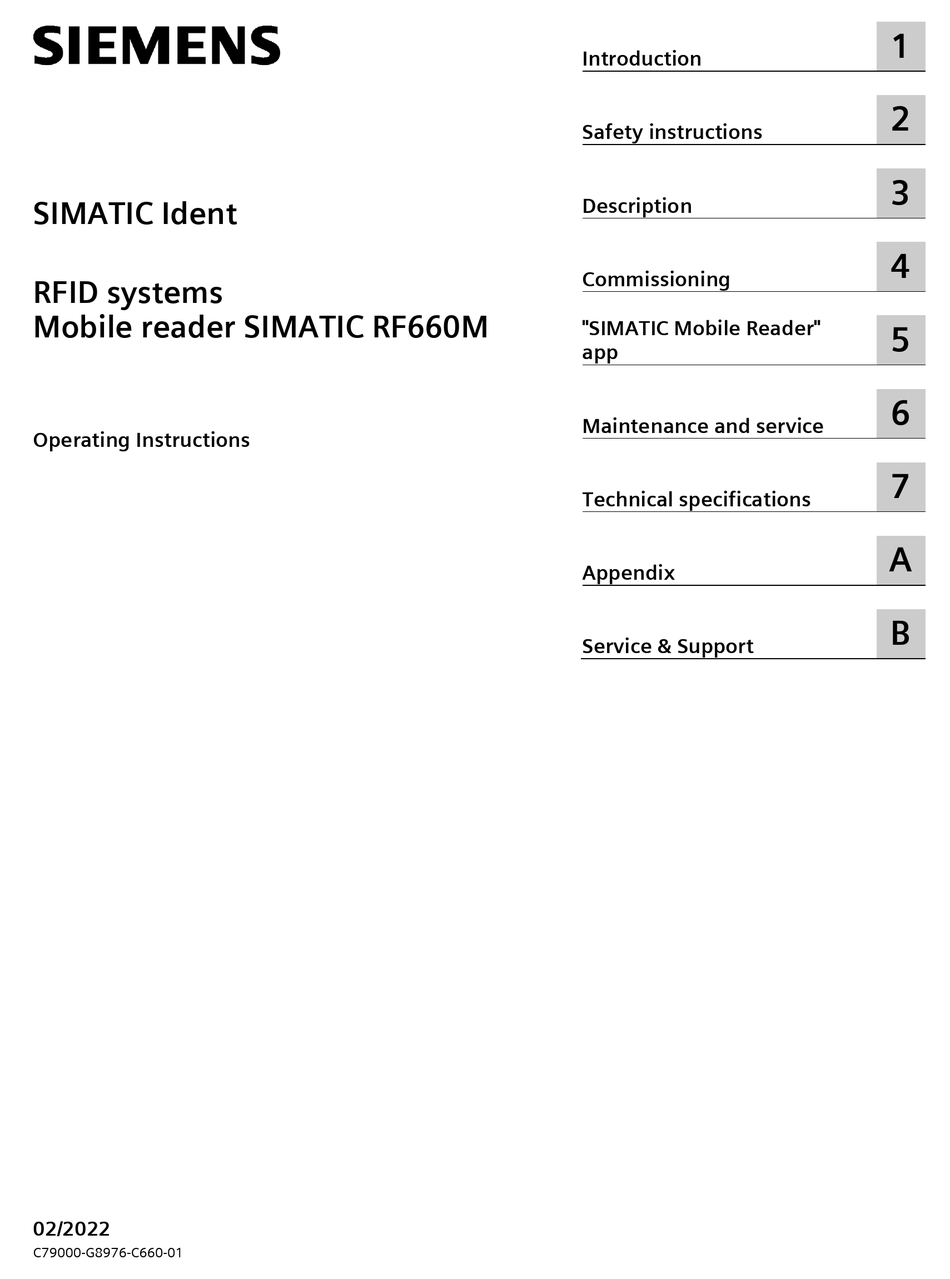 SIEMENS SIMATIC RF660M OPERATING INSTRUCTIONS MANUAL Pdf Download ...