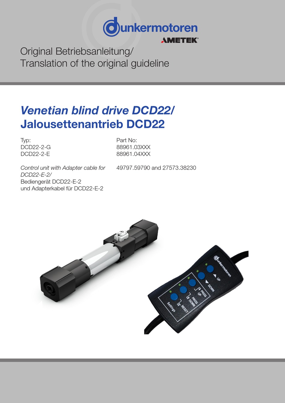 AMETEK DUNKERMOTOREN DCD22 MANUAL Pdf Download | ManualsLib