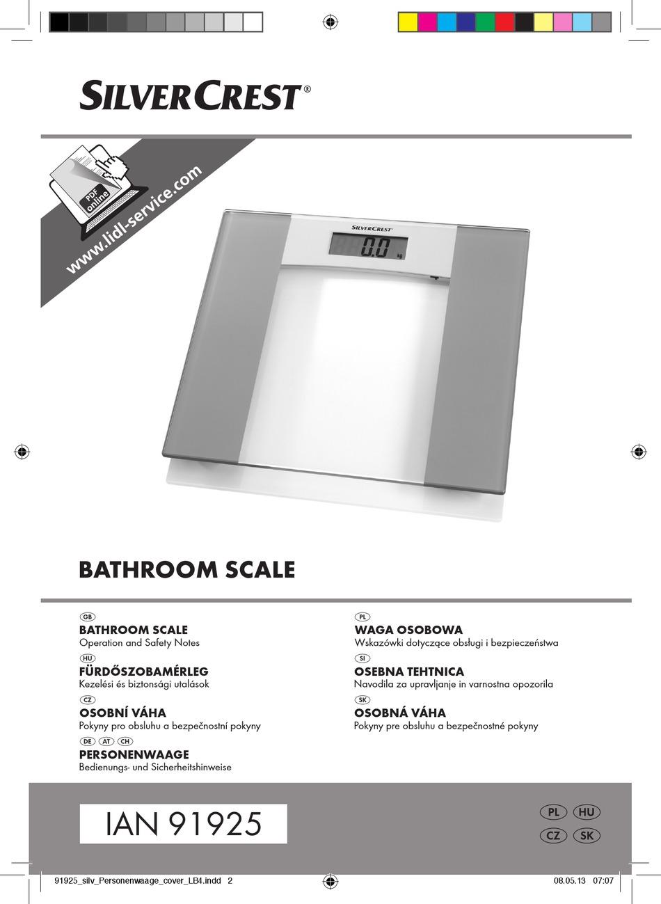 SILVERCREST BATHROOM SCALE OPERATION AND SAFETY NOTES Pdf Download
