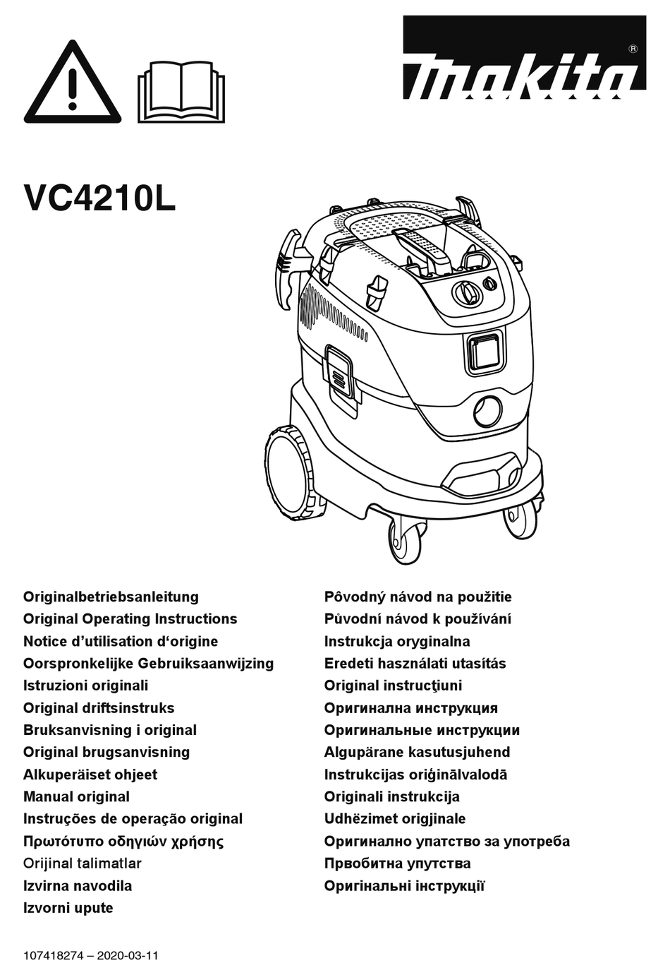 MAKITA VC4210L ORIGINAL OPERATING INSTRUCTIONS Pdf Download ManualsLib