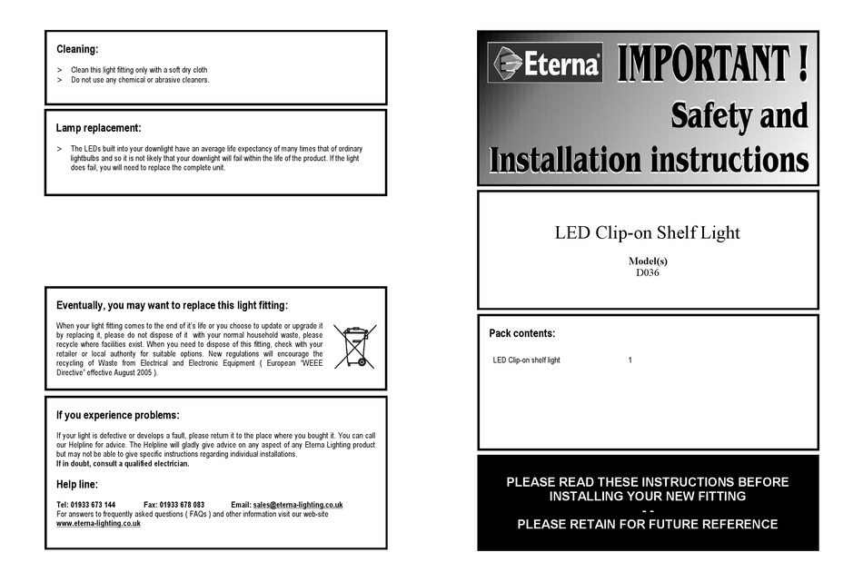 ETERNA D036 INSTALLATION INSTRUCTIONS Pdf Download ManualsLib