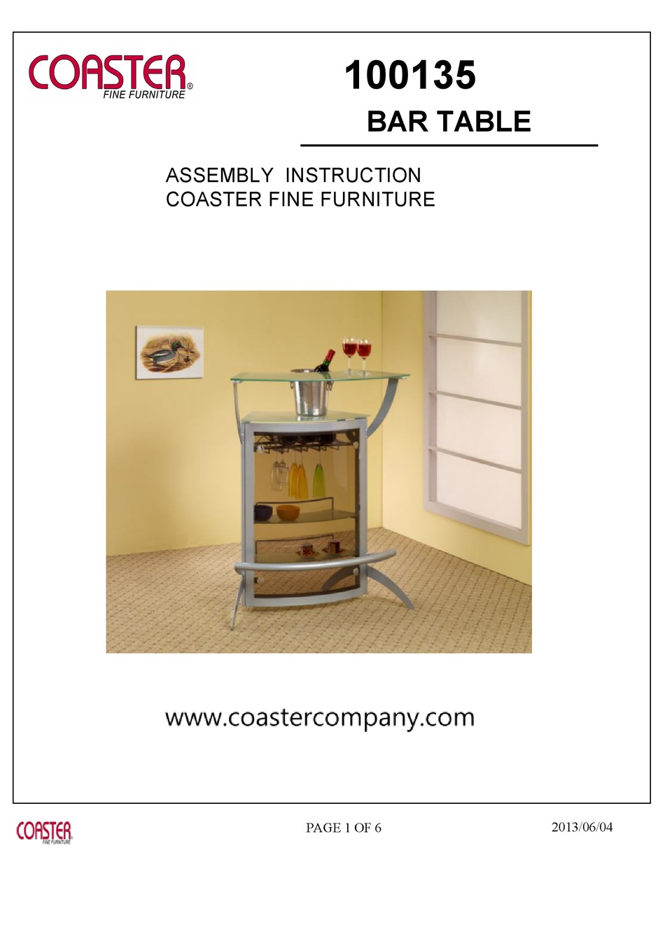 COASTER 100135 ASSEMBLY INSTRUCTION MANUAL Pdf Download ManualsLib