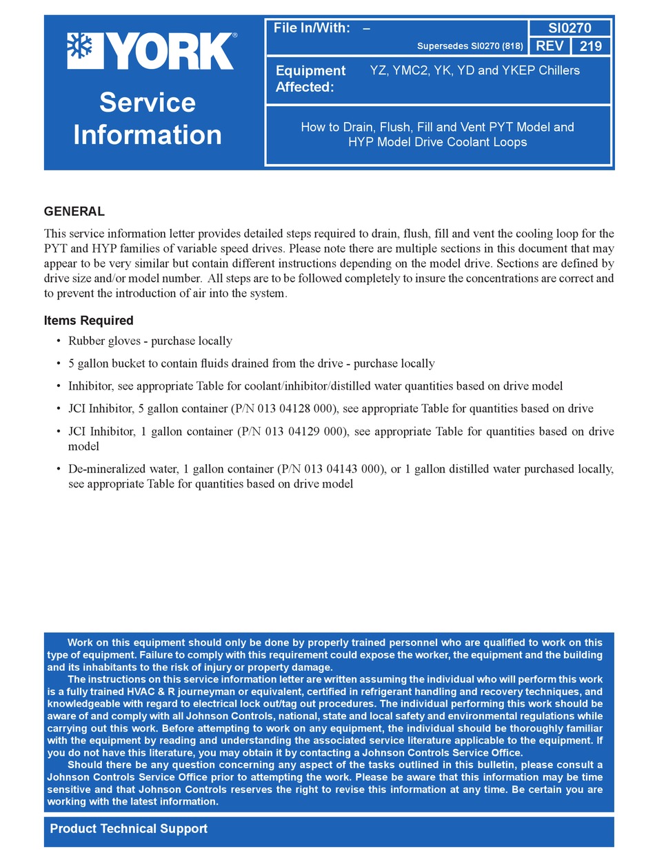 JOHNSON CONTROLS YORK PYT SERIES SERVICE INFORMATION Pdf Download ManualsLib