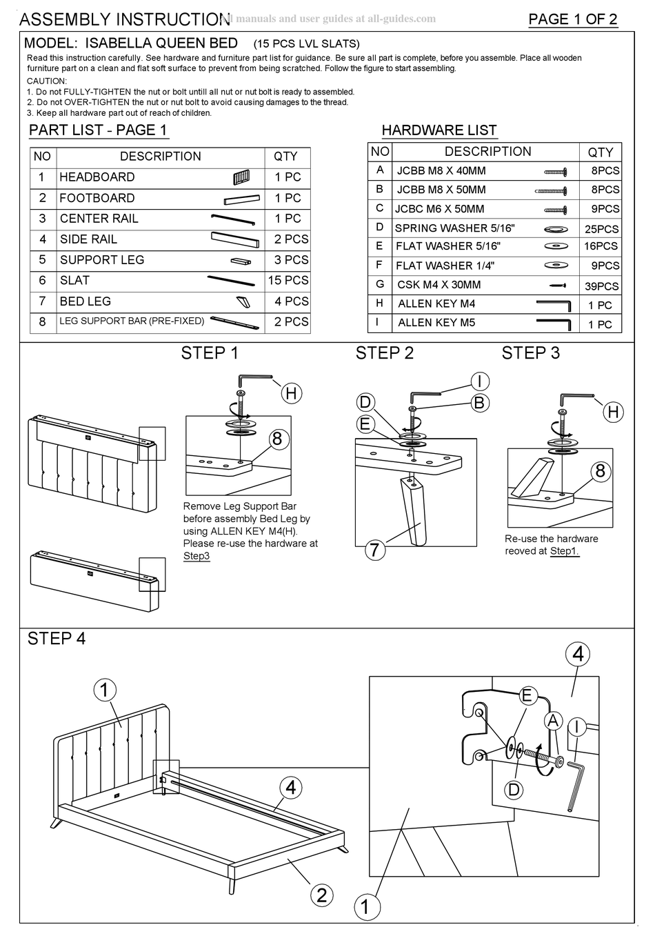 LV FURNITURE ISABELLA QUEEN BED ASSEMBLY INSTRUCTION Pdf Download