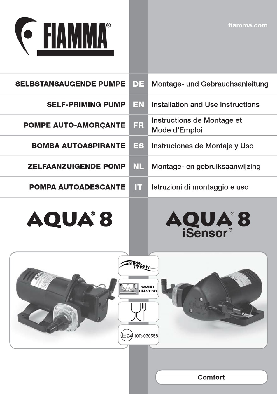 FIAMMA AQUA 8 INSTALLATION AND USE INSTRUCTIONS AND WARNINGS Pdf