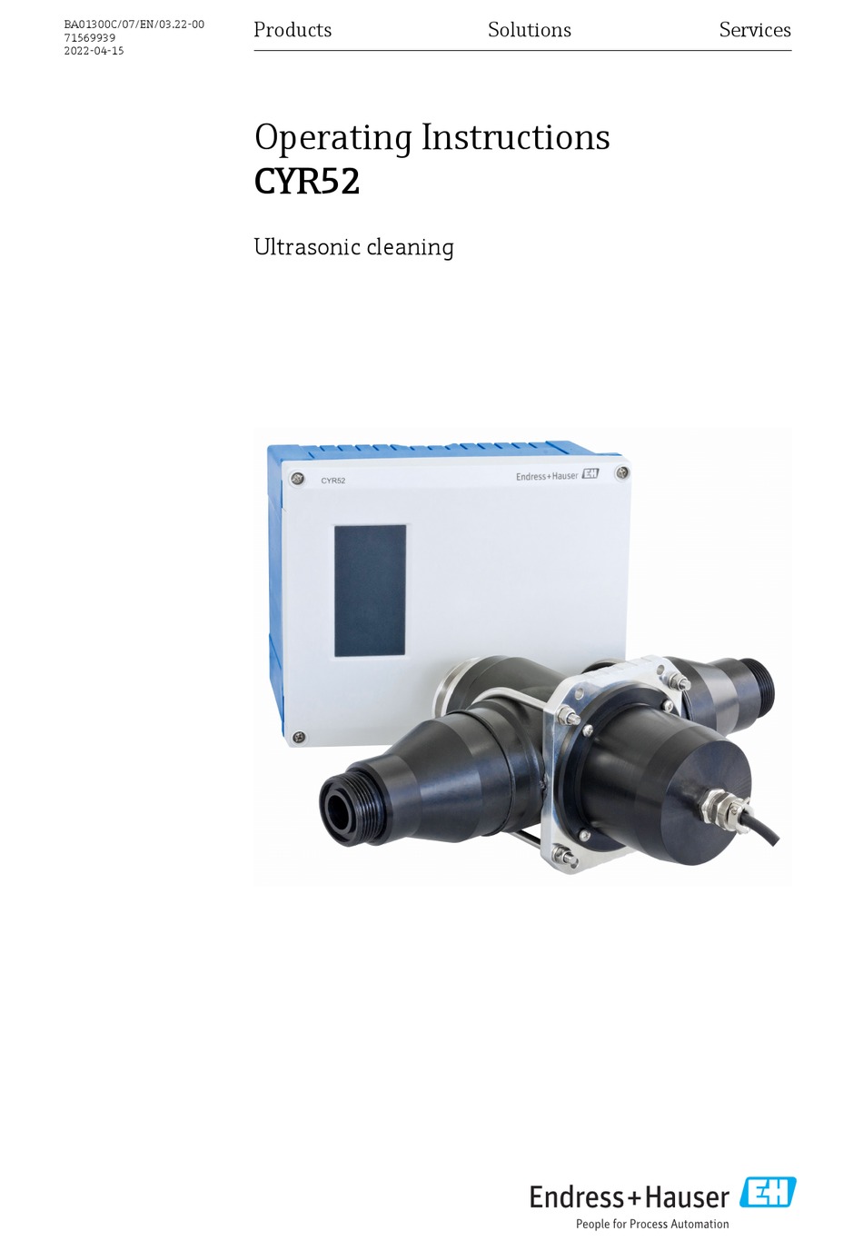 ENDRESS+HAUSER CYR52 OPERATING INSTRUCTIONS MANUAL Pdf Download