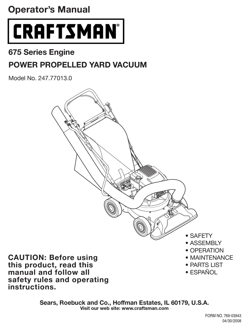 CRAFTSMAN 247.77013.0 OPERATOR'S MANUAL Pdf Download | ManualsLib