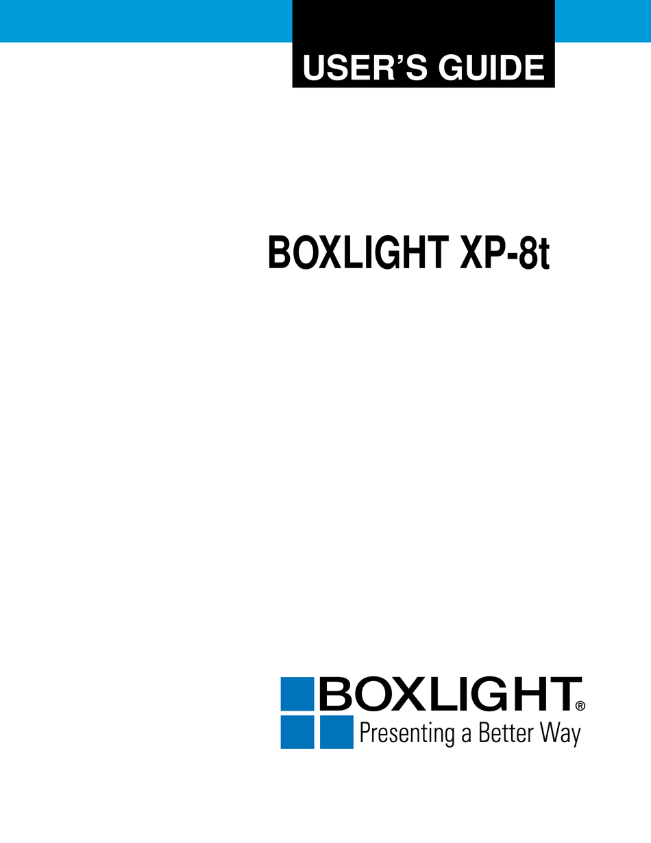 BOXLIGHT XP8T PROJECTOR USER MANUAL ManualsLib
