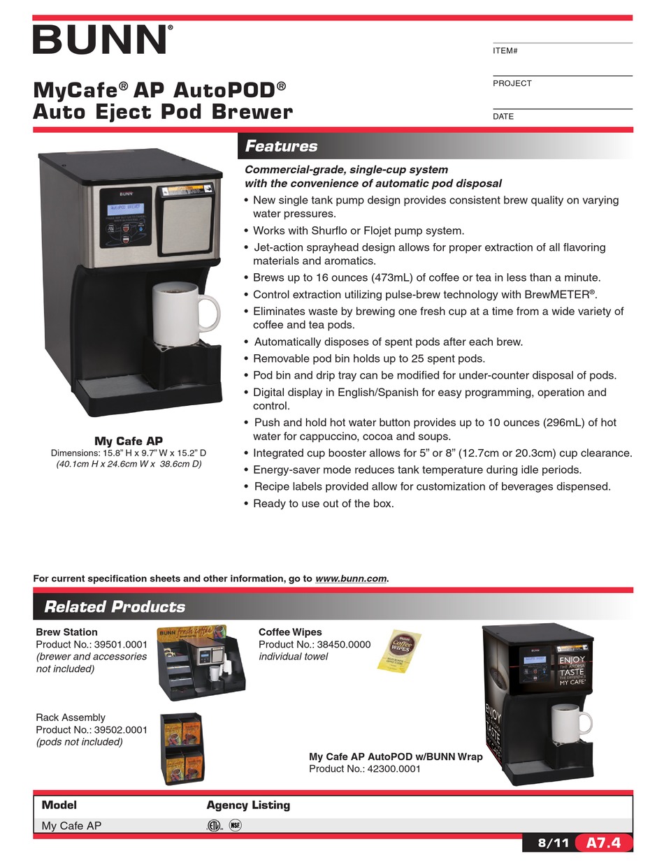 Bunn My Cafe AP Auto Eject Pod Brewer