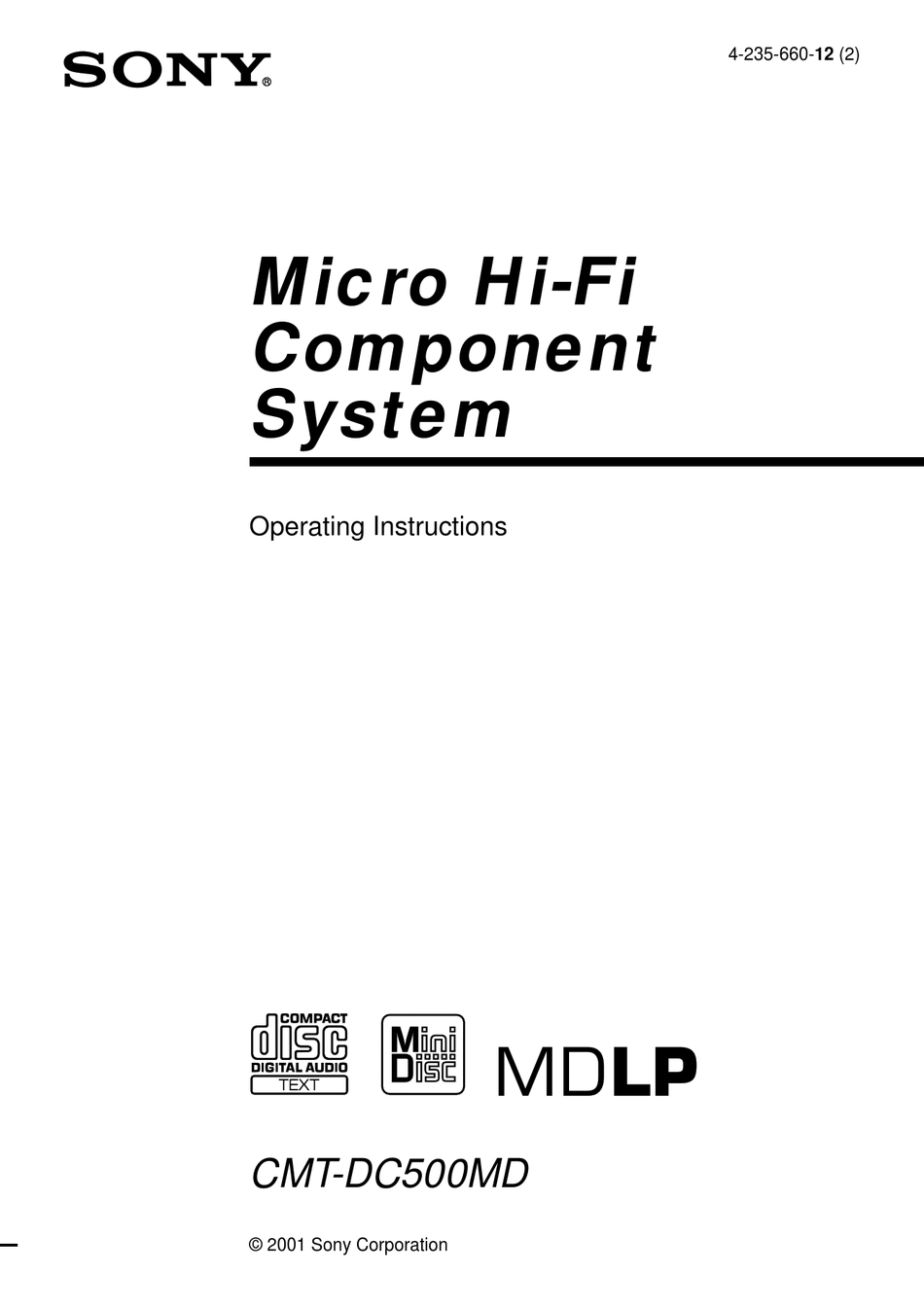 CMT Sony Manuale di Istruzioni Cmt DC1 Componente Sistema #2238 
