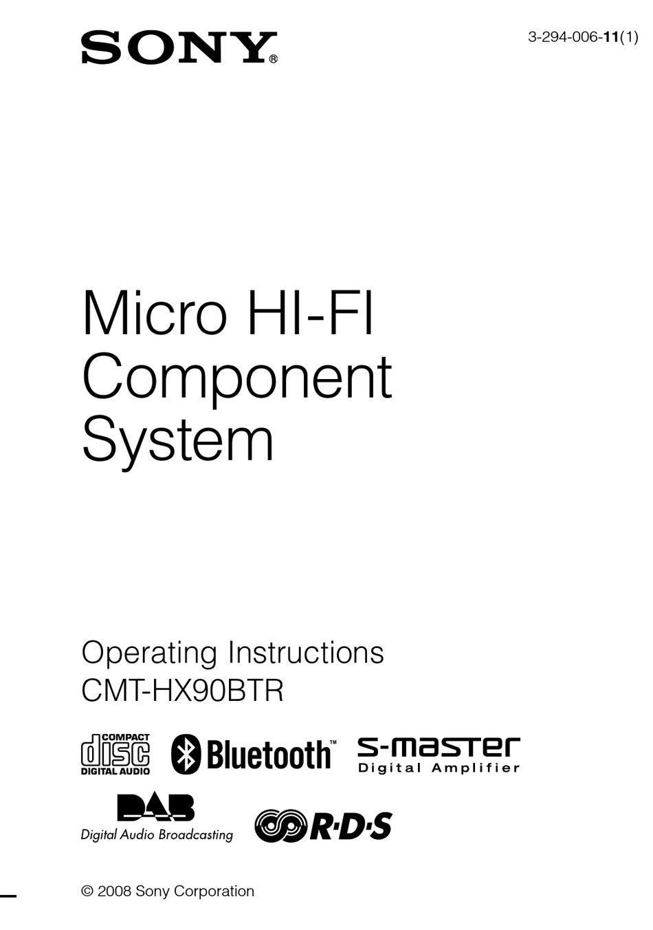 Manuale di istruzioni Sony CMT l1 component system #2906 