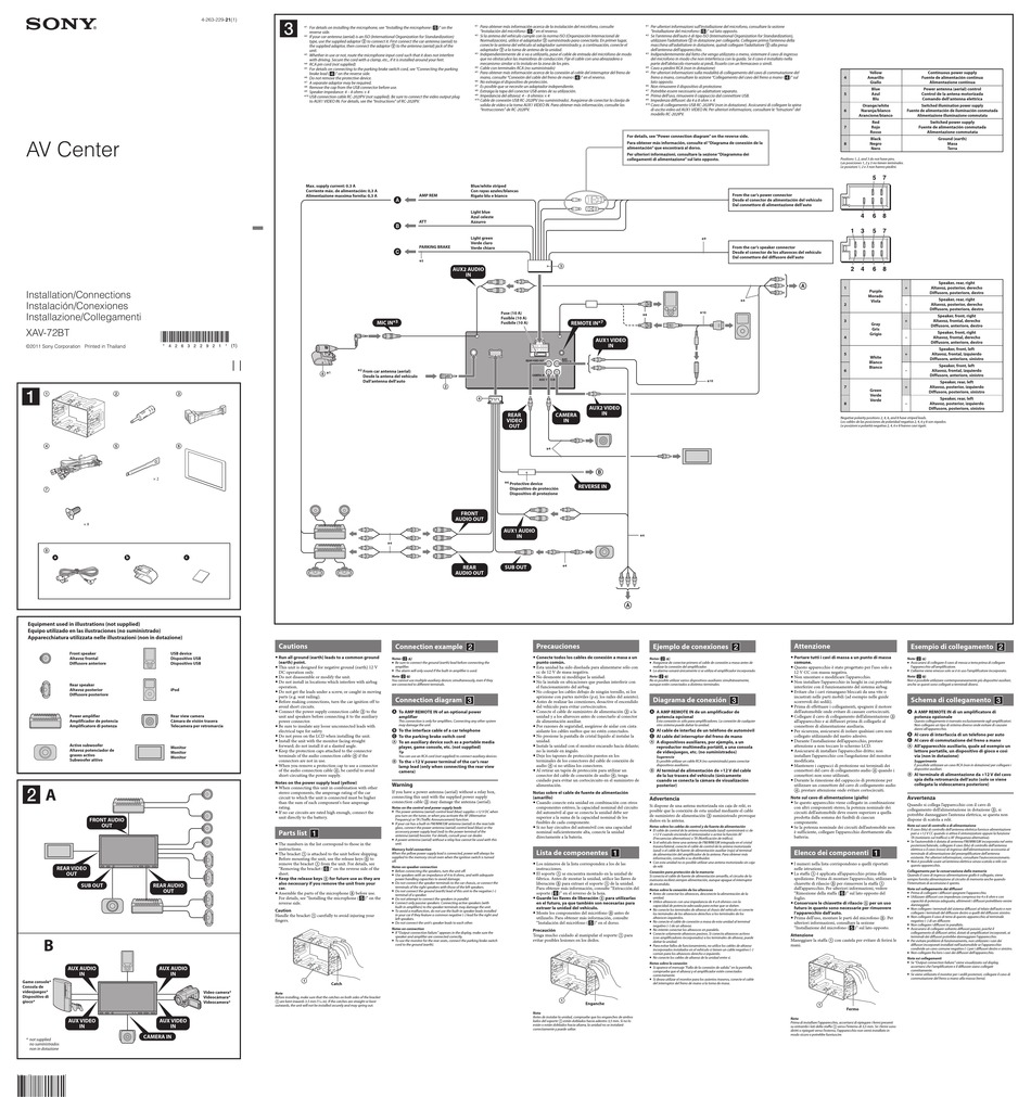 SONY XAV-72BT CAR VIDEO SYSTEM INSTALLATION/CONNECTIONS | ManualsLib