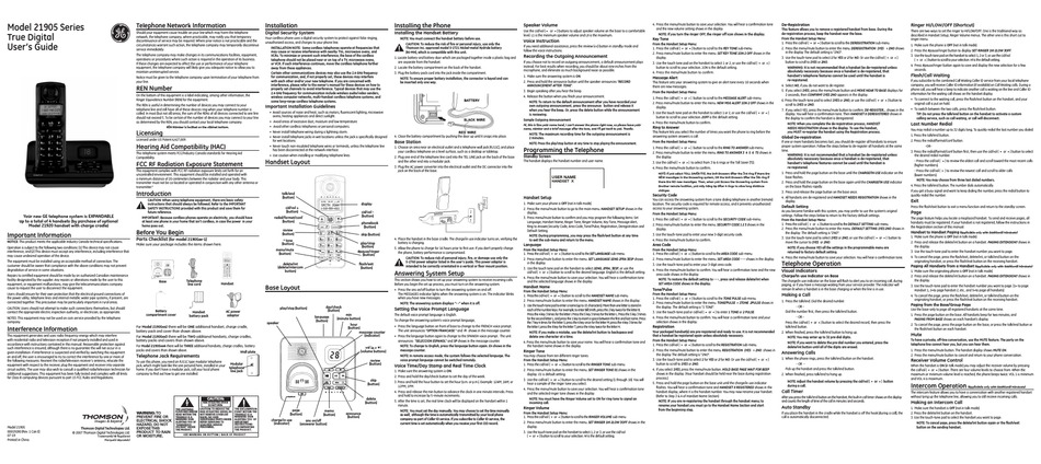 GE 21905FE1 USER MANUAL Pdf Download | ManualsLib
