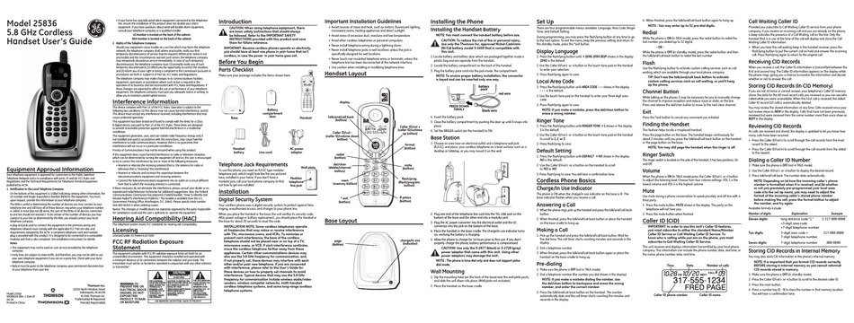 General Electric Cordless Phones Manual Pdf - General Electric Cordless