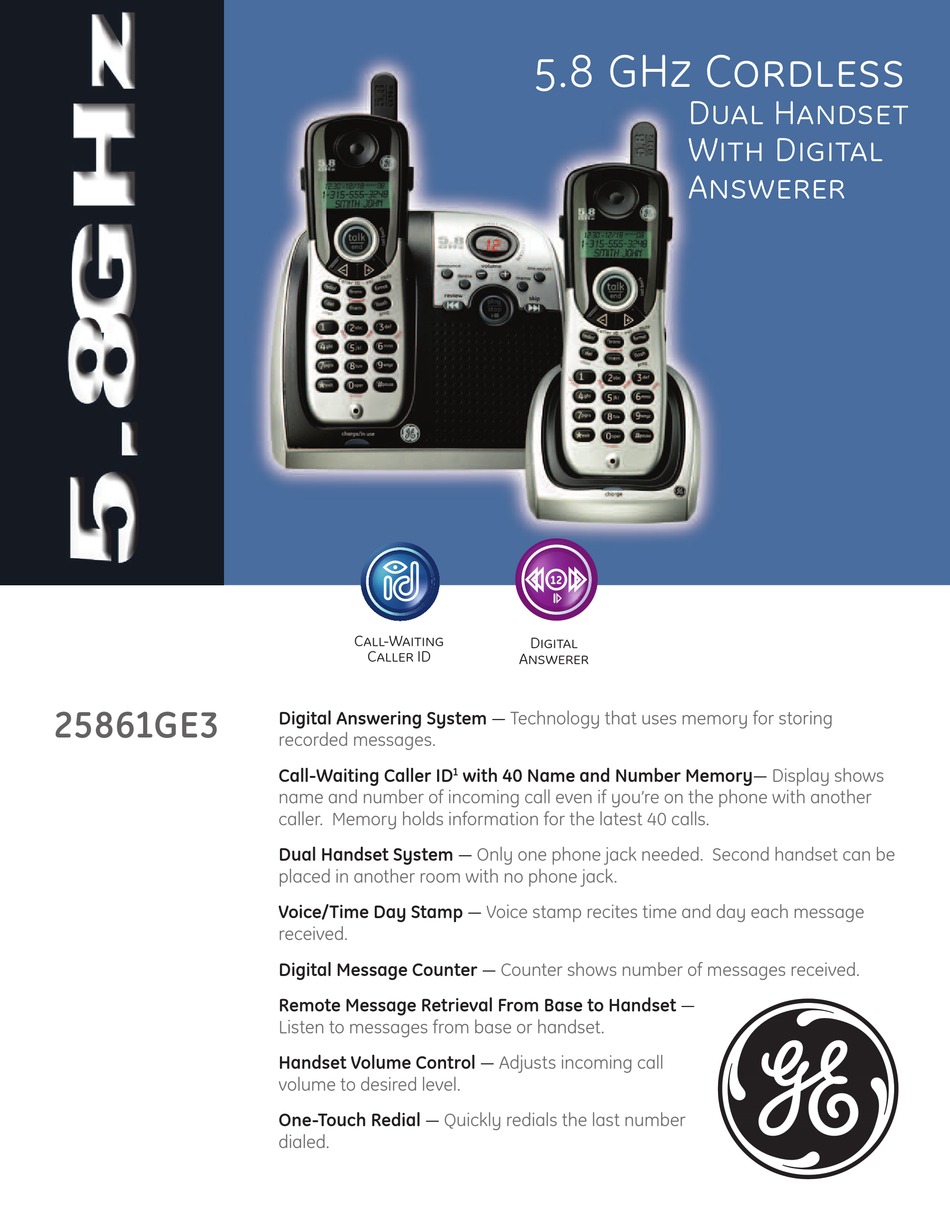 GE 25861GE3 TELEPHONE SPECIFICATIONS ManualsLib