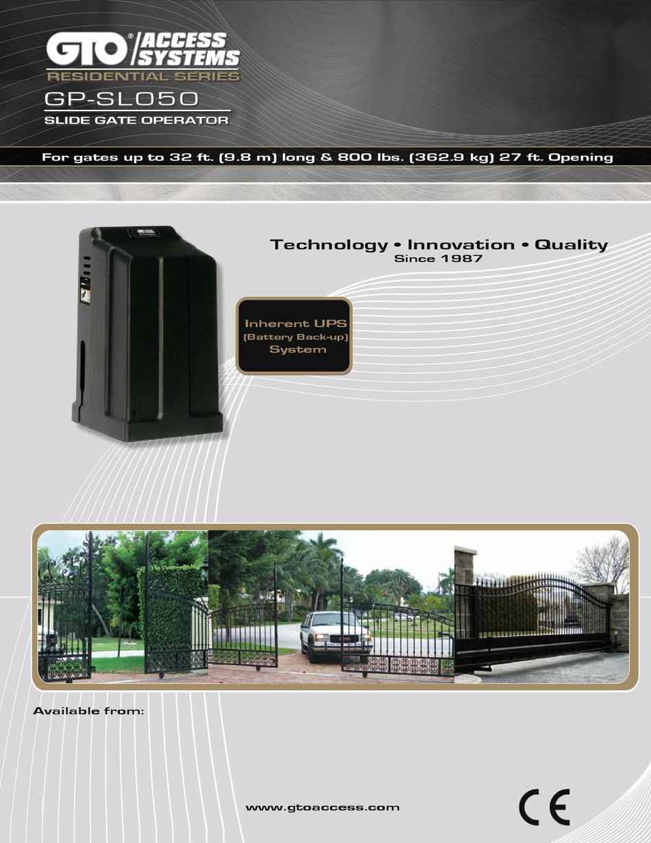 GTO GPSL050 GATE OPENER SPECIFICATIONS ManualsLib
