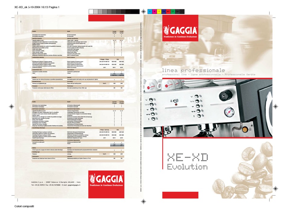 GAGGIA XD EVOLUTION COFFEE MAKER 