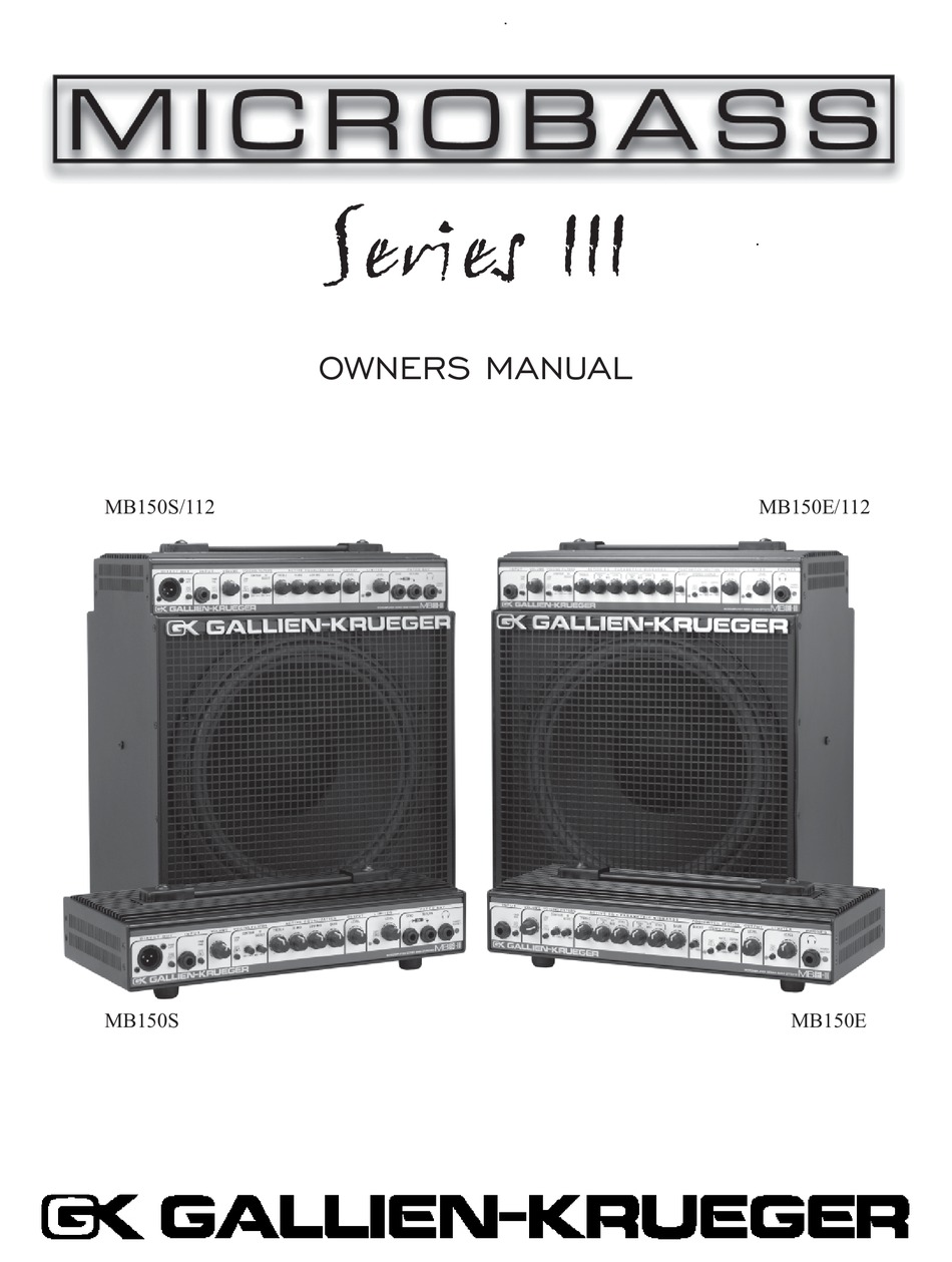 GALLIEN-KRUEGER MB150E/112 OWNER'S MANUAL Pdf Download | ManualsLib