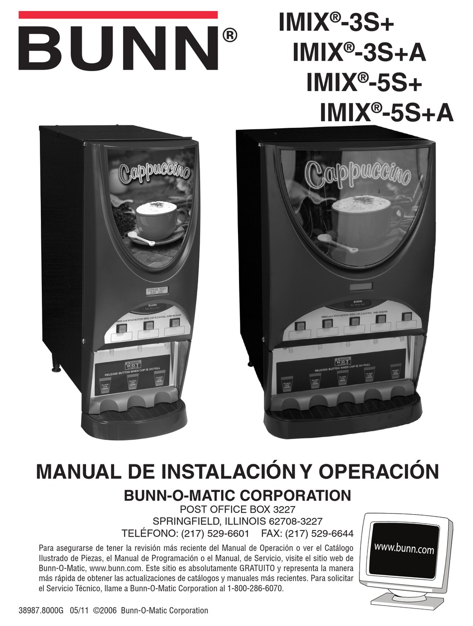 BUNN IMIX 3S+A COFFEE MAKER MANUAL DEL USUARIO ManualsLib