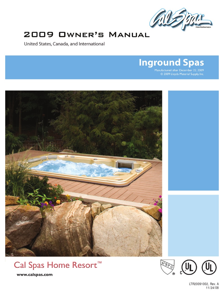 Cal Spas Inground Spa Hot Tub Owners Manual Manualslib
