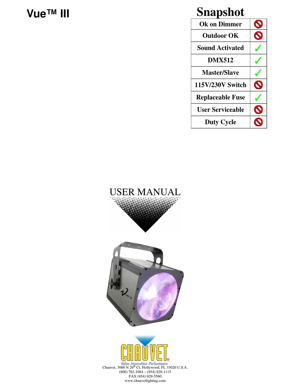 Chauvet Vue Iii User Manual Pdf Download Manualslib Chauvet Vue Iii User Manual Pdf Download Manualslib