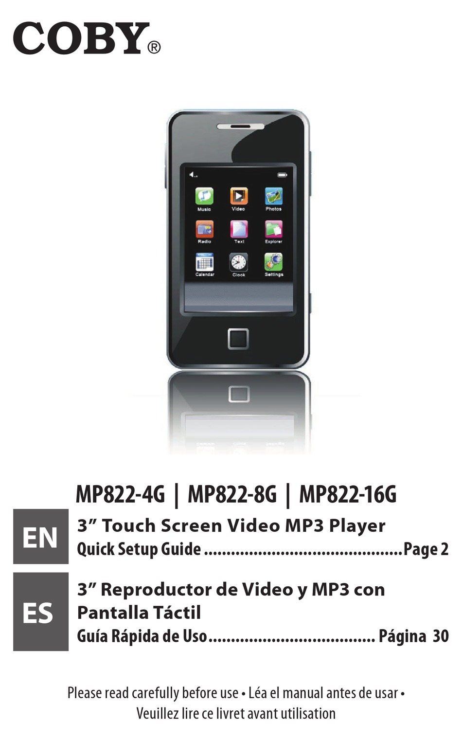 COBY MP8224G MP3 PLAYER QUICK SETUP MANUAL ManualsLib