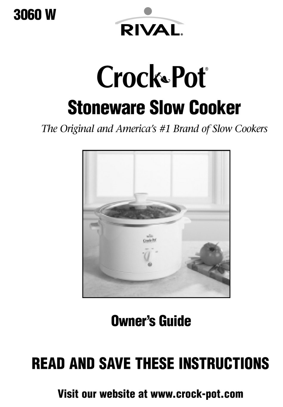 Rival Crock-Pot Stoneware Slow Cooker Model 3060 White Ding In Side See  Picture