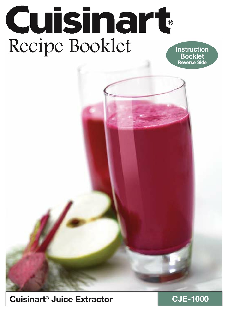 CUISINART CJE1000 JUICER INSTRUCTION BOOKLET ManualsLib