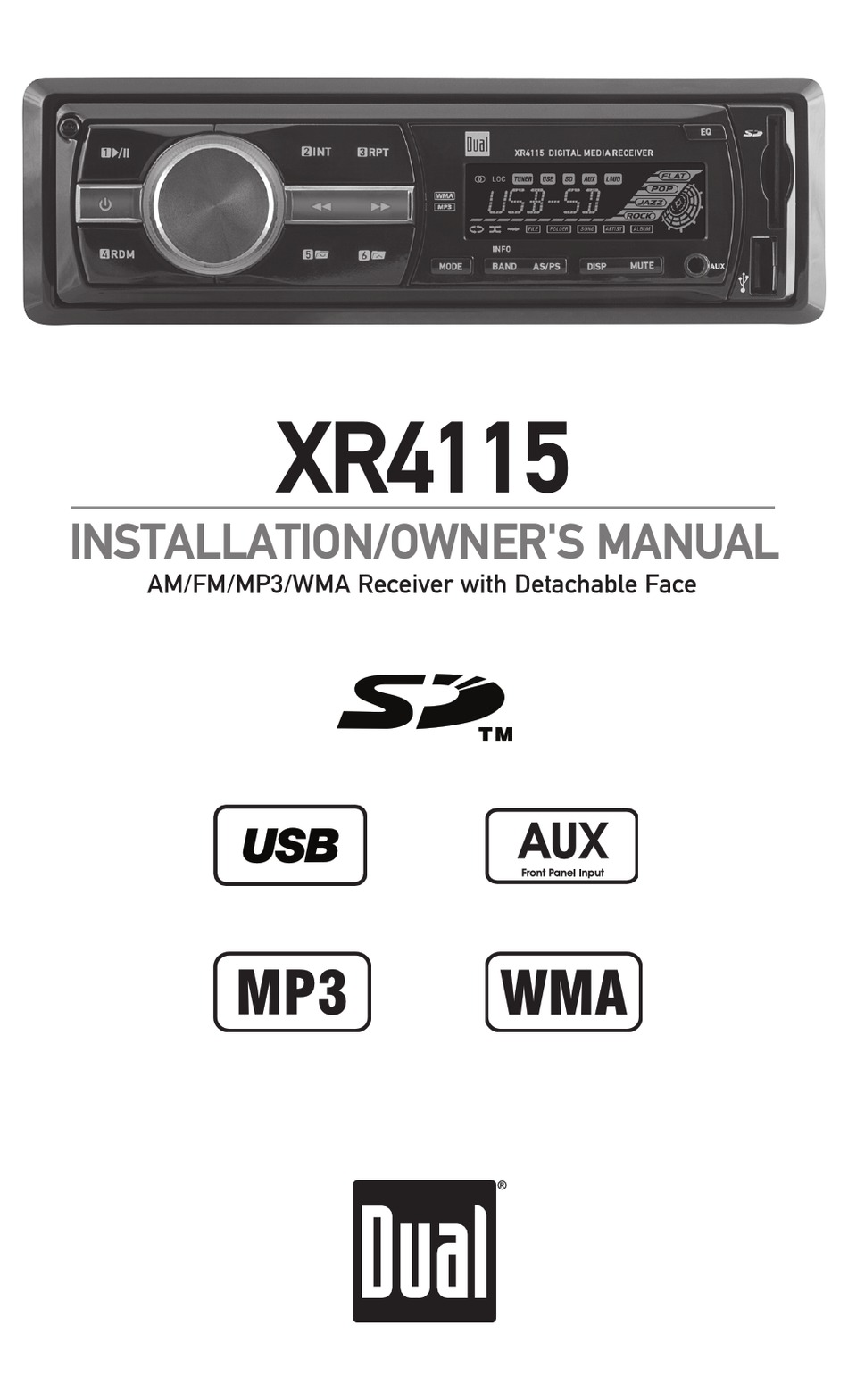 DUAL ELECTRONICS CORPORATION XR4115 CAR STEREO SYSTEM INSTALLATION