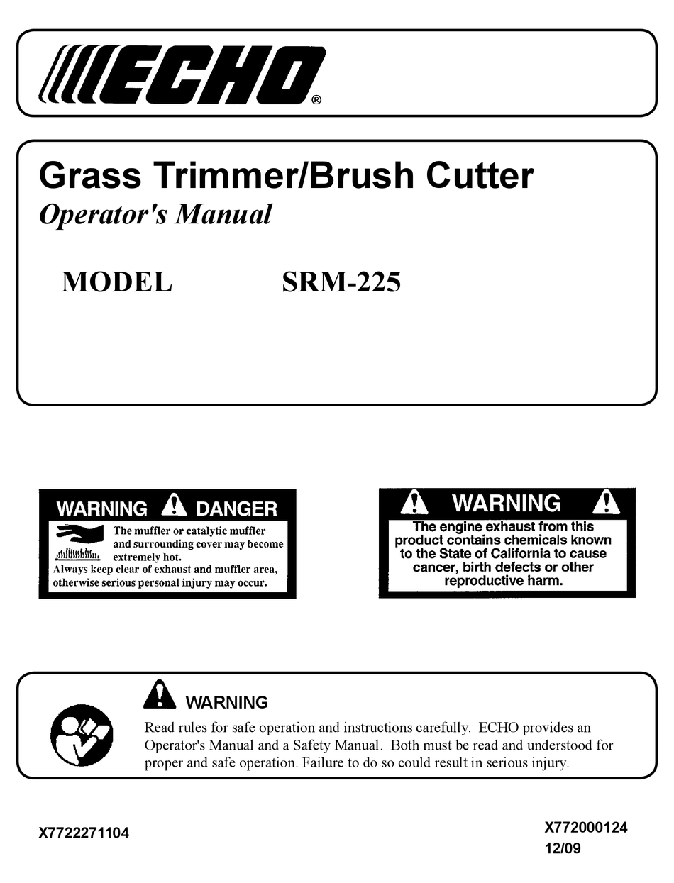 Echo Srm 225 Operator S Manual Pdf Download Manualslib