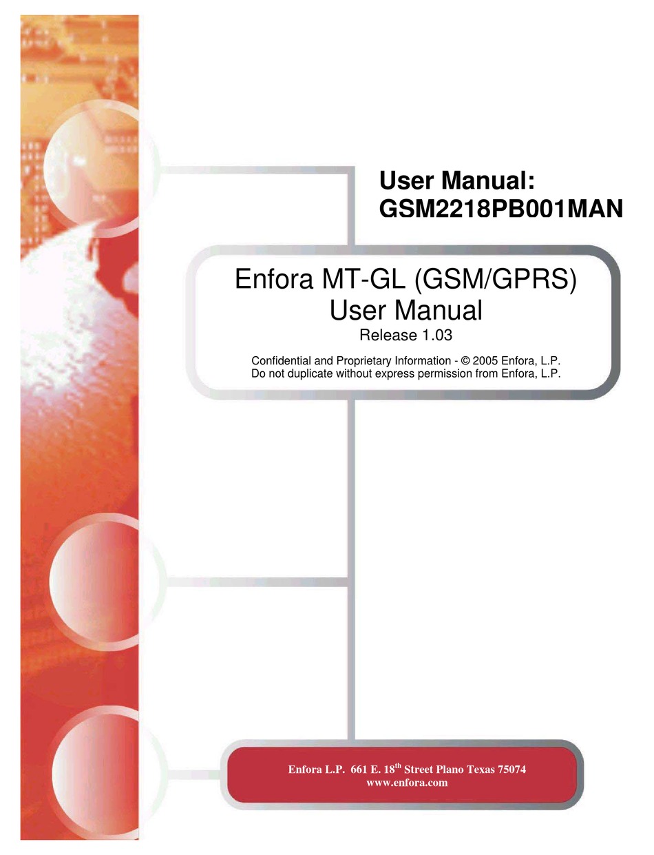 ENFORA GSM2218 GPS USER MANUAL | ManualsLib