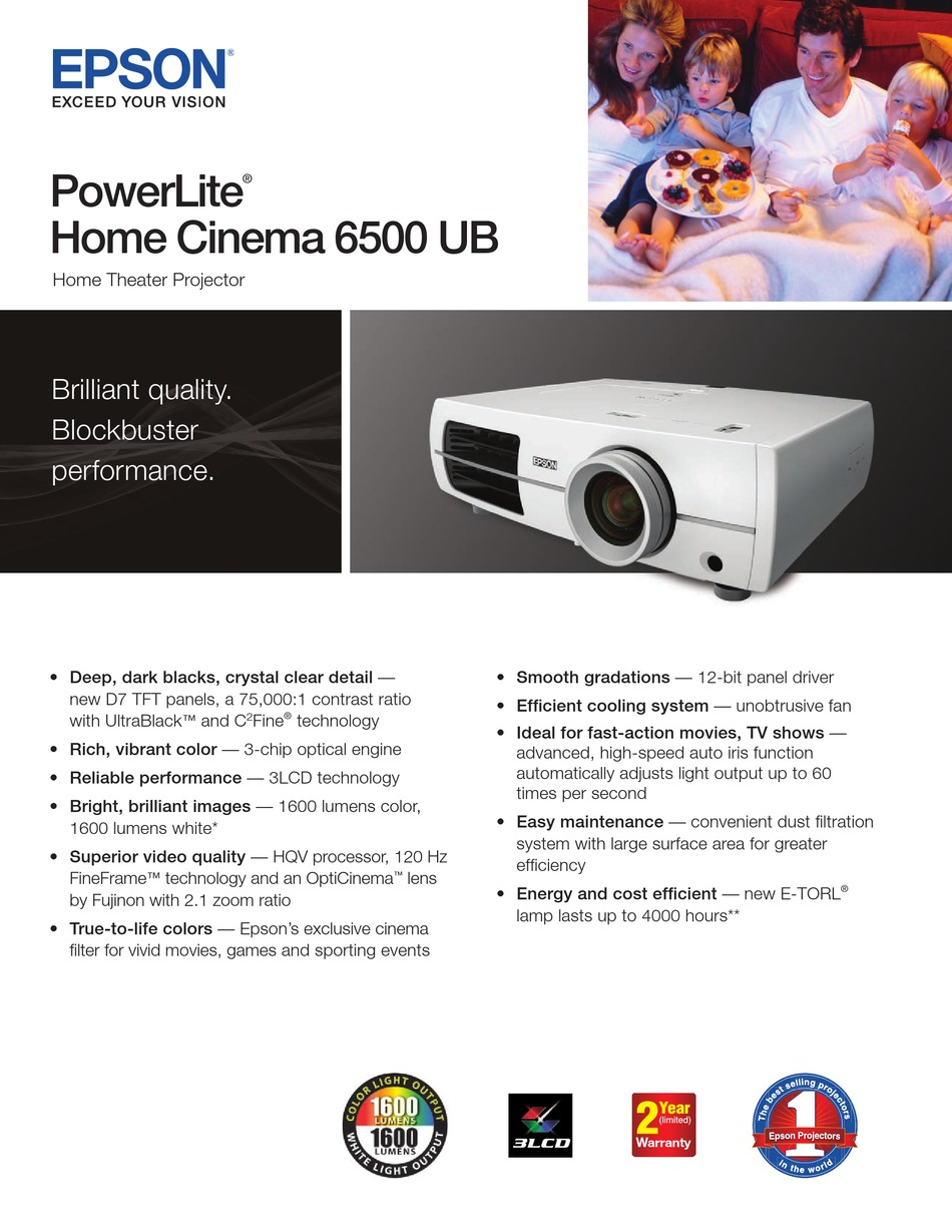 Epson Powerlite Home Cinema 6500 Ub Projector Specifications Manualslib 3907