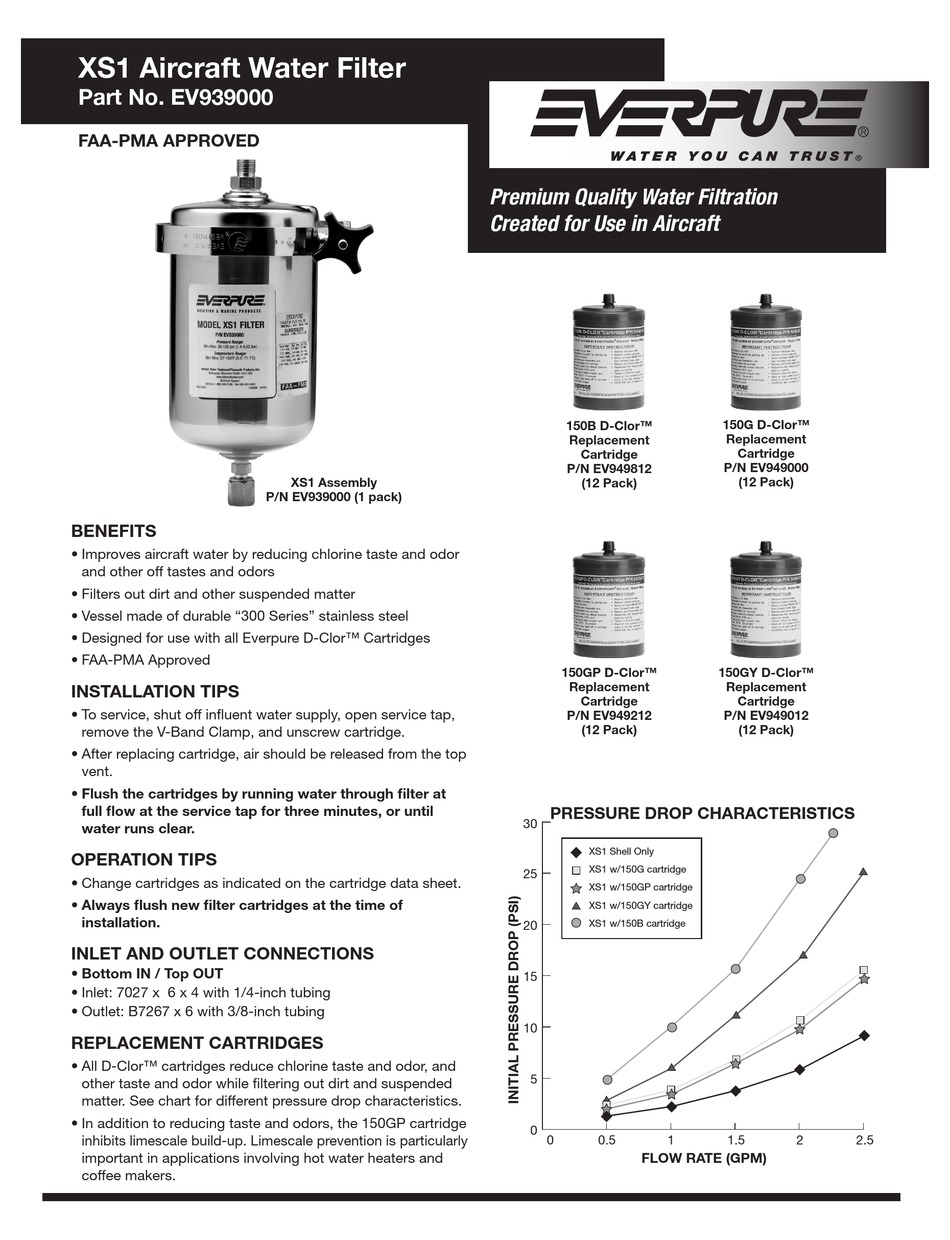 EVERPURE EV939000 WATER DISPENSER SPECIFICATION SHEET ManualsLib