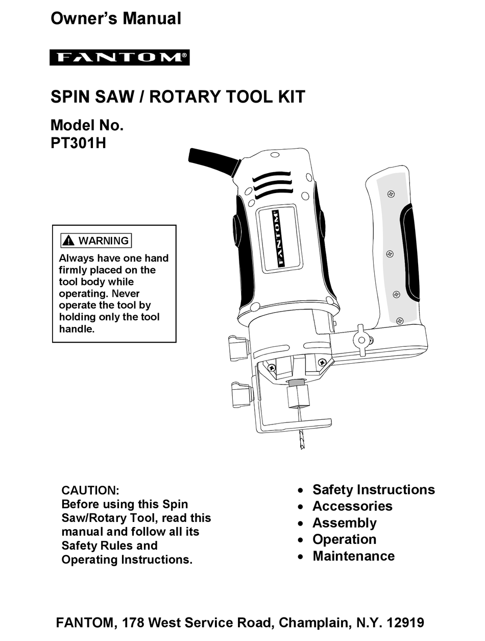 FANTOM PT301H SAW OWNER'S MANUAL ManualsLib